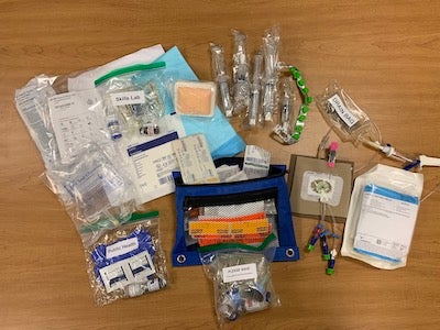 A photo of various simulation supplies that students use in their clinical scenarios.