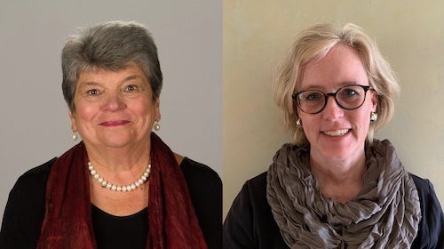 Left to right are portrait-style photographs of Dr. Carol Taylor and Dr. Sarah Vittone