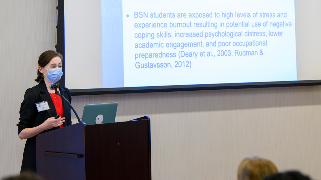A student presents their research at the Undergraduate Research Conference