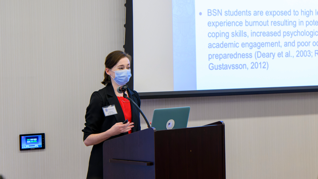 A student presents their research at the Undergraduate Research Conference