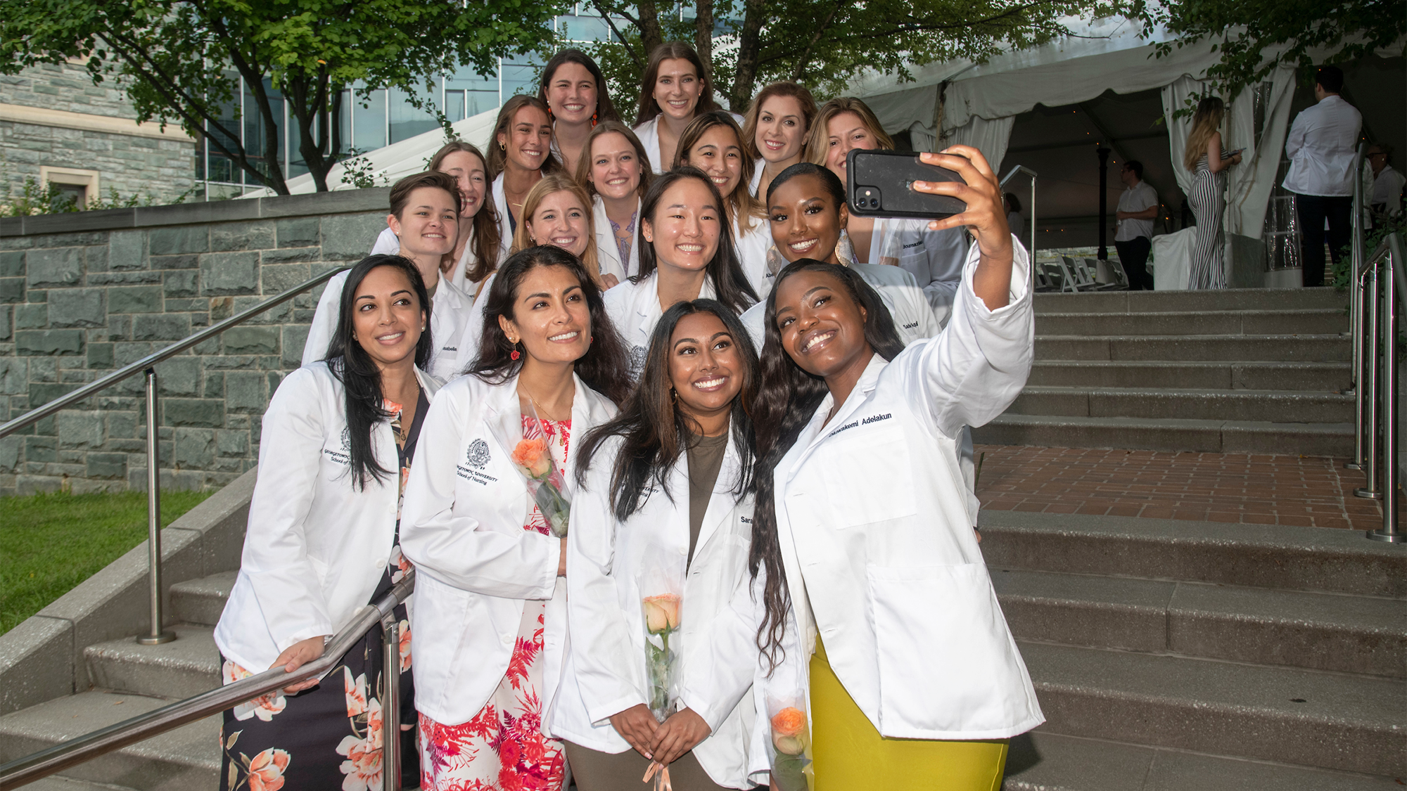 Nursing students take a group selfie