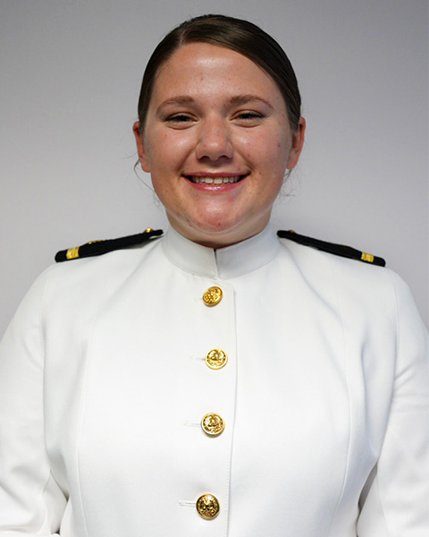 Sarah Bryant in dress white uniform