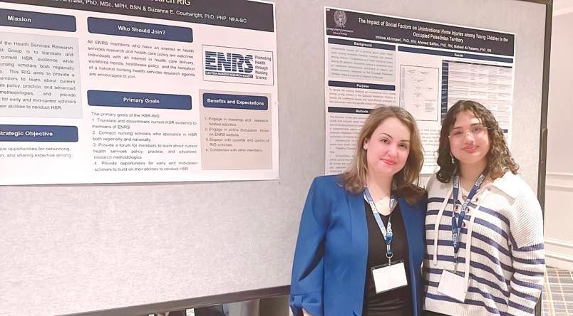 Intima Alrimawi, PhD, MSc, and Shrishti Chhajlani (N‘26) at the 36th Eastern Nursing Research Society Conference