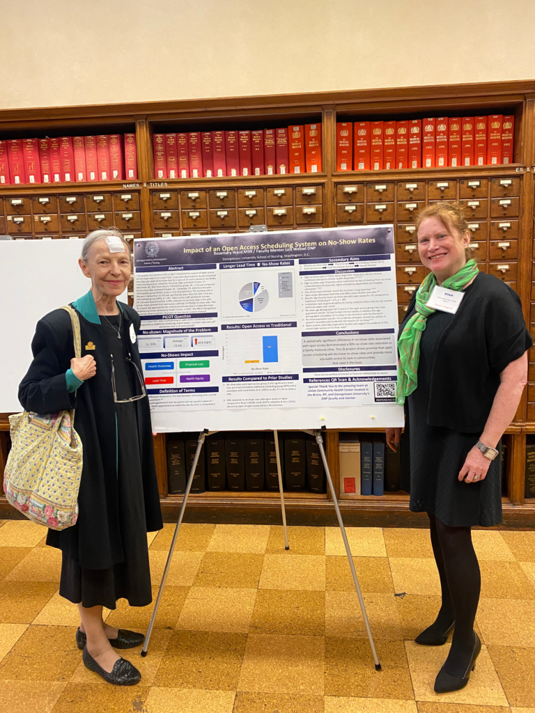 Rosemary Ward and and former dean Elaine Larson at a doctoral student conference.
