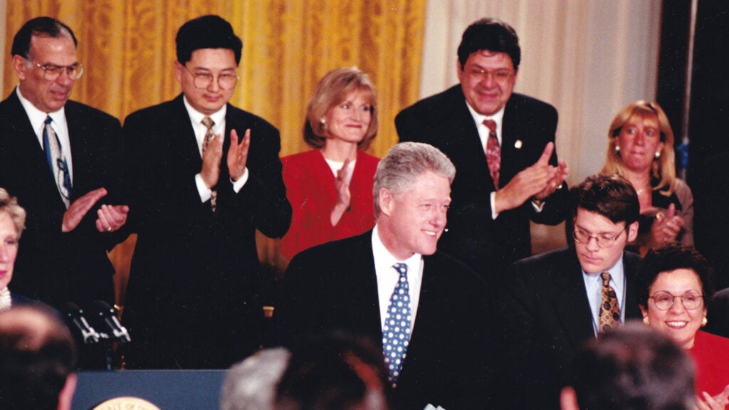 Mary Wakefield with others from President Bill Clinton's cabinet