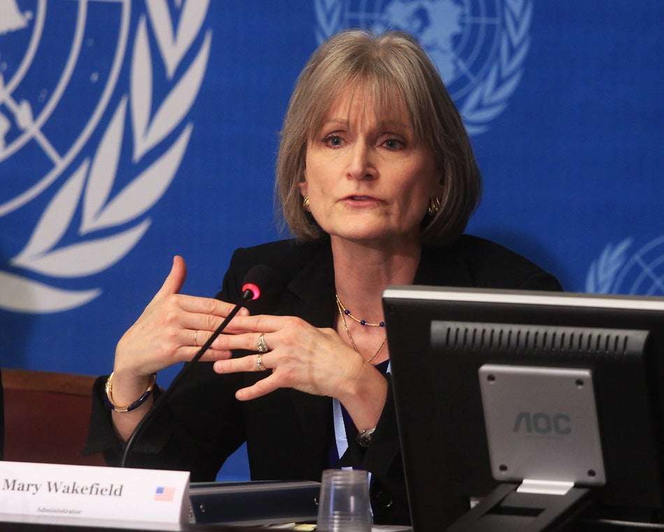 Mary Wakefield speaks at the United Nations