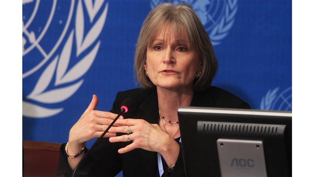 Mary Wakefield speaks at the United Nations