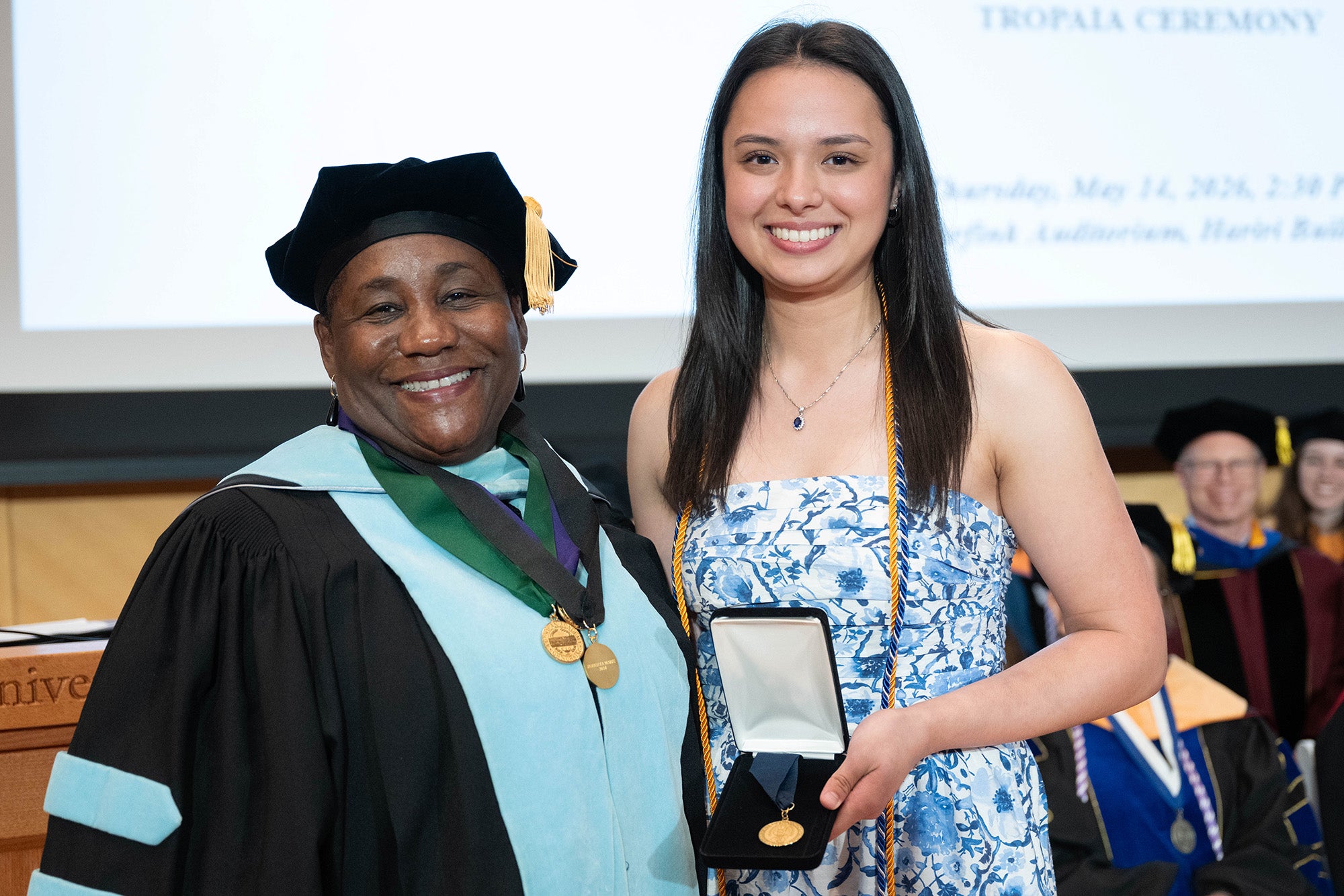 Dean Waite and Josephine Davis stand together